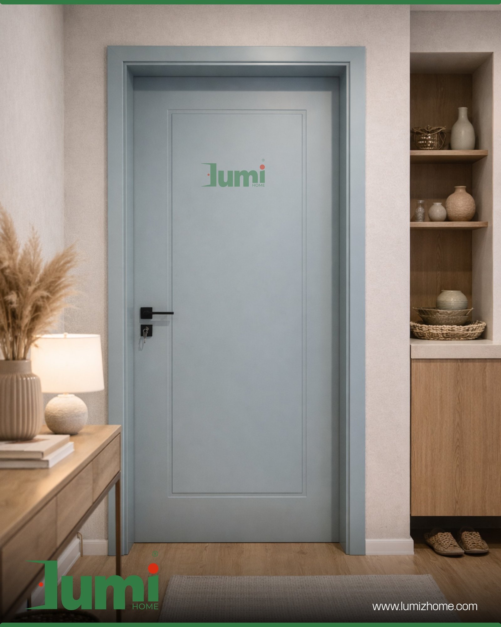 Derë Moderne Minimaliste në Ngjyrë Gri të Hapur
